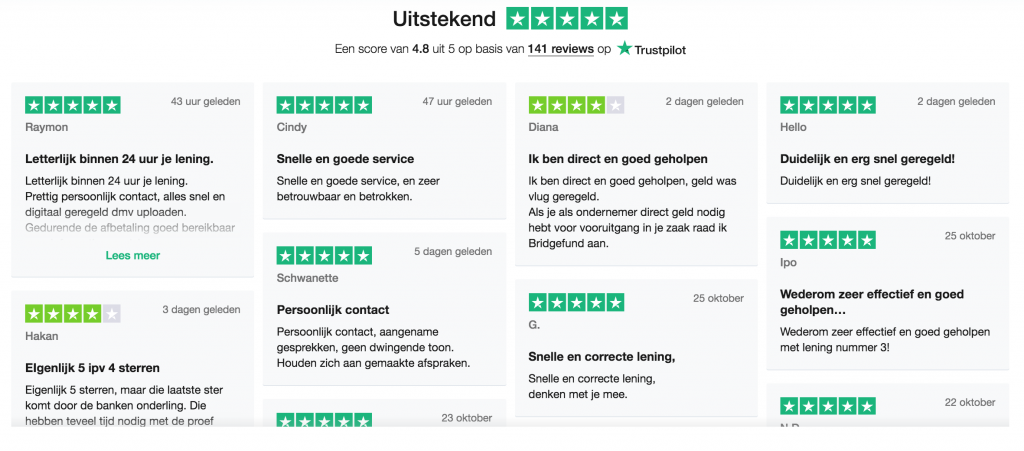 klanten reviews Bridgefund